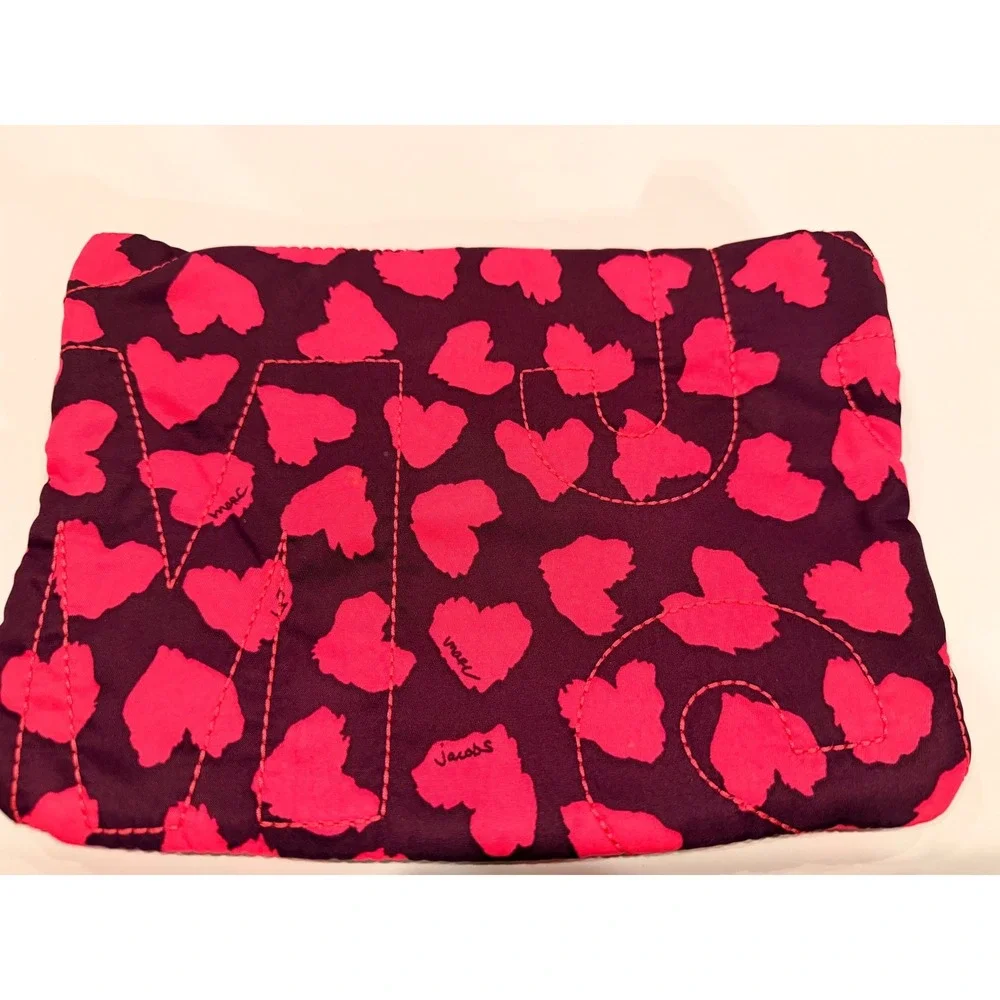 Marc by Marc Jacobs Pink‎ Purple Heart Leopard Quilted Nylon Cosmetic Pouch Bag